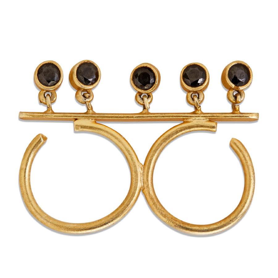 KANDI DOUBLE RING - DBJ International 22k Gold Plated / Adjustable / Black