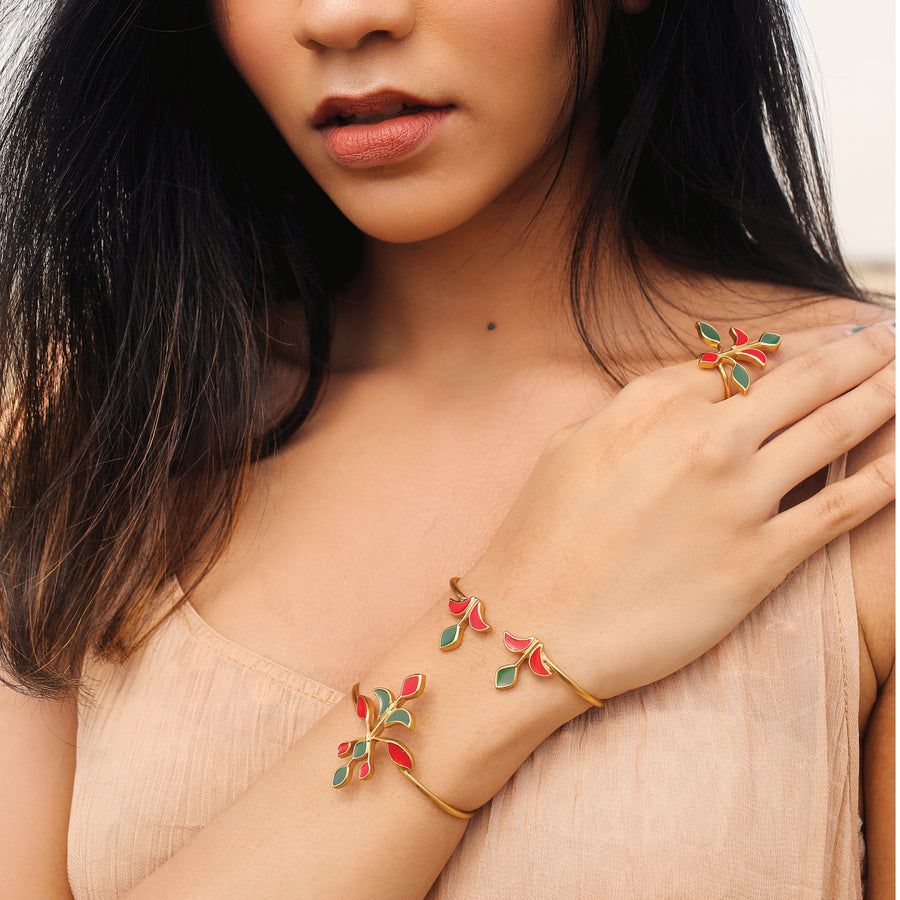 ZEKA CUFF - DBJ International Blue & Green / 22k Gold Plated / Adjustable
