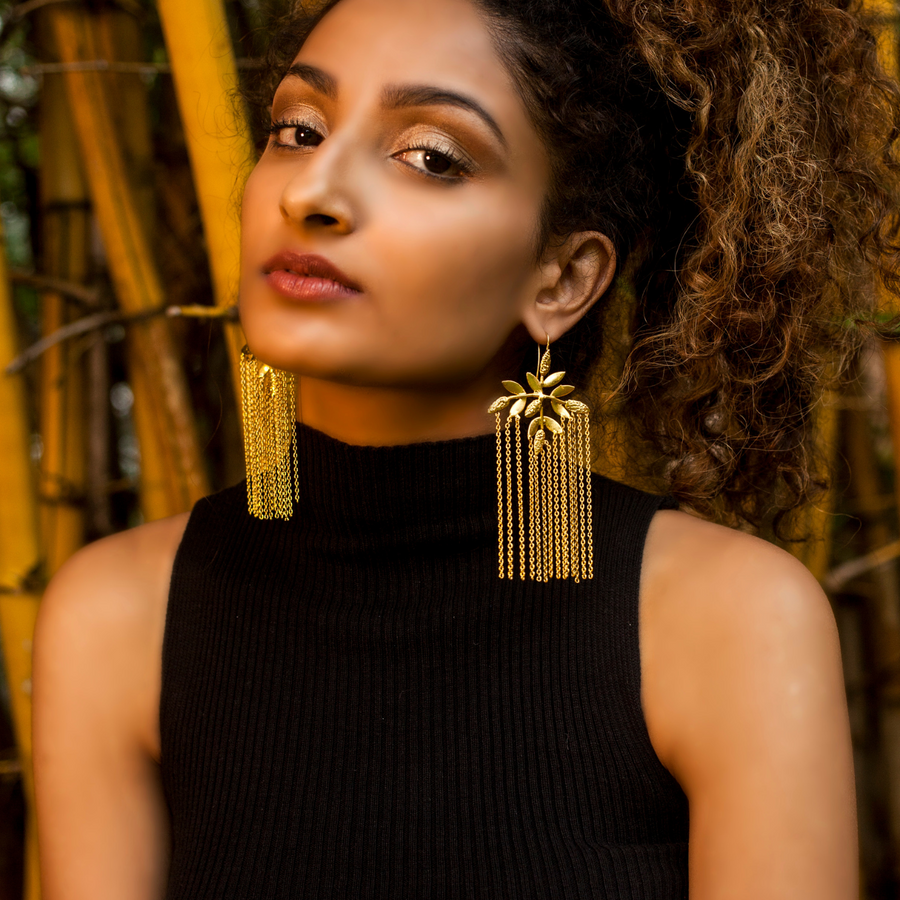 IVY TASSEL EARRINGS - DBJ International 22k Gold Plated