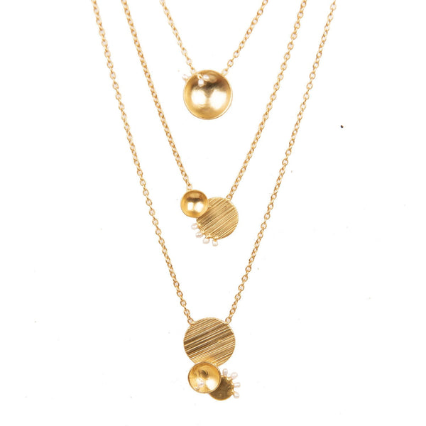 AFEFE LAYERED NECKLACE - DBJ International 22k Gold Plated
