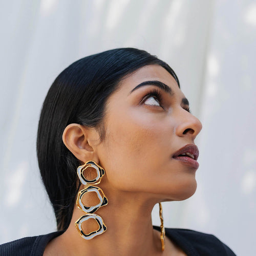 AQUA EARRINGS - DBJ International 22k Gold Plated