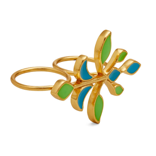 IRI DOUBLE RING - DBJ International 22k Gold Plated / Pink & White / Adjustable