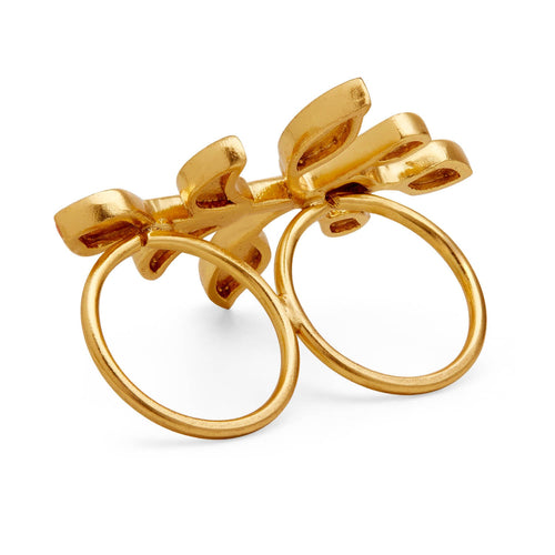 IRI DOUBLE RING - DBJ International 22k Gold Plated / Pink & White / Adjustable