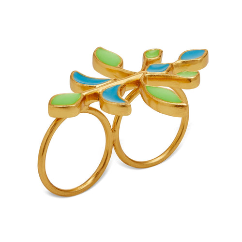 IRI DOUBLE RING - DBJ International 22k Gold Plated / Pink & White / Adjustable