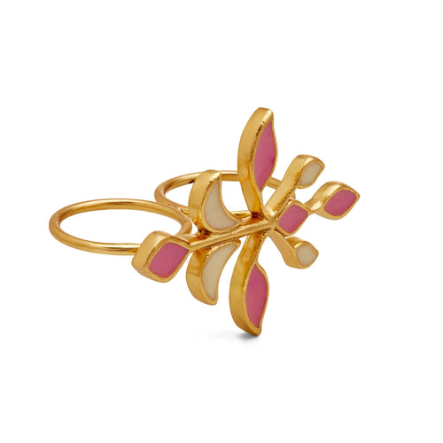 IRI DOUBLE RING - DBJ International 22k Gold Plated / Pink & White / Adjustable