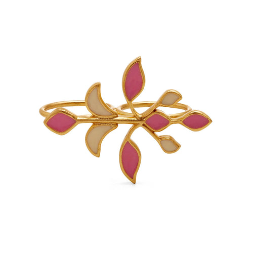 IRI DOUBLE RING - DBJ International 22k Gold Plated / Pink & White / Adjustable