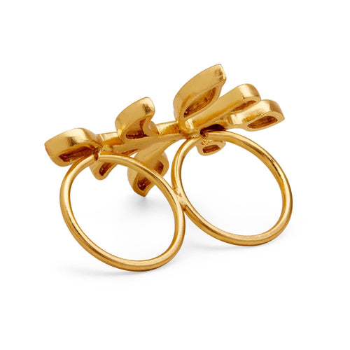 IRI DOUBLE RING - DBJ International 22k Gold Plated / Pink & White / Adjustable