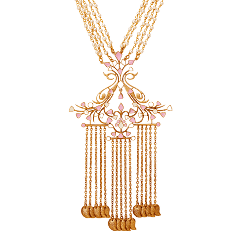 ISEU NECKLACE - DBJ International 22k Gold Plated / Pink & White
