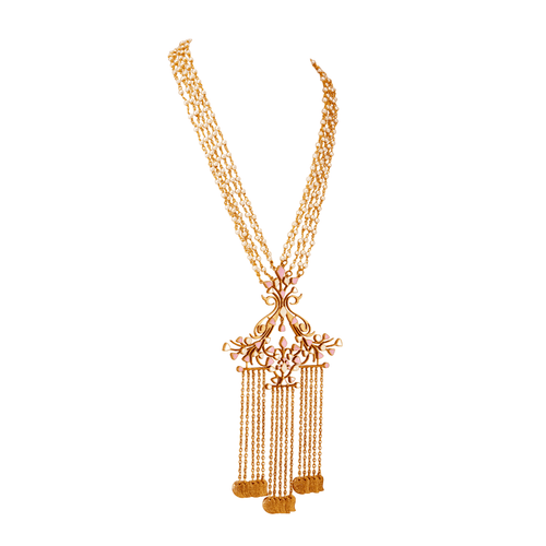 ISEU NECKLACE - DBJ International 22k Gold Plated / Pink & White