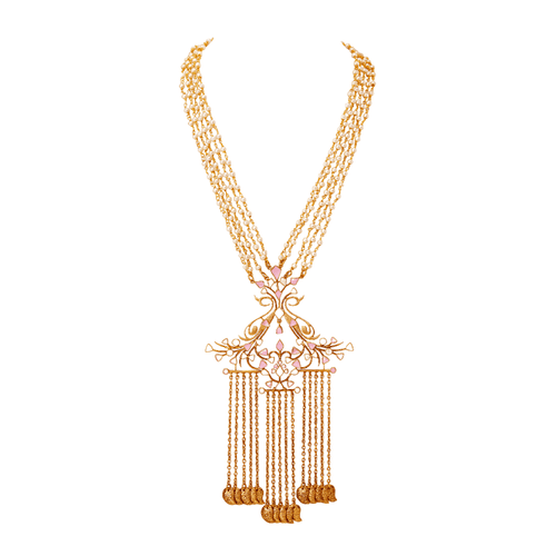 ISEU NECKLACE - DBJ International 22k Gold Plated / Pink & White