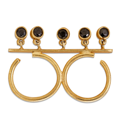 KANDI DOUBLE RING - DBJ International 22k Gold Plated / Adjustable / Black
