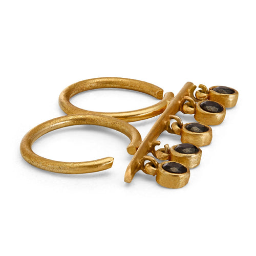 KANDI DOUBLE RING - DBJ International 22k Gold Plated / Adjustable / Black