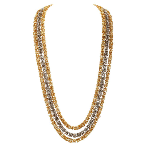 SINNA LAYERED NECKLACE - DBJ International 22k Gold & White Rhodium Plated