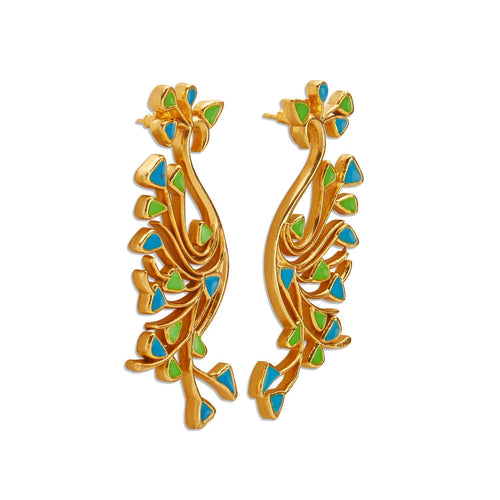 TAYIR EARRINGS - DBJ International 22k Gold Plated / Pink & White