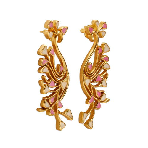 TAYIR EARRINGS - DBJ International 22k Gold Plated / Pink & White