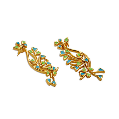 TAYIR EARRINGS - DBJ International 22k Gold Plated / Pink & White