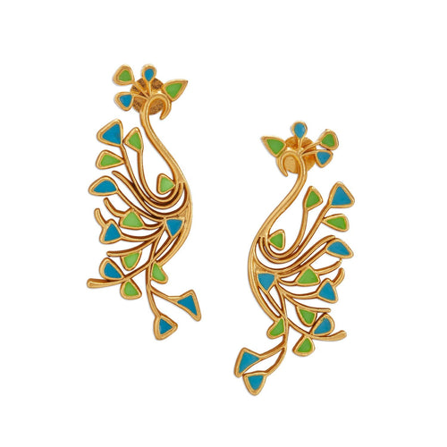 TAYIR EARRINGS - DBJ International 22k Gold Plated / Blue & Green