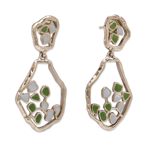 TERRA DROP EARRINGS - DBJ International White Rhodium Plated