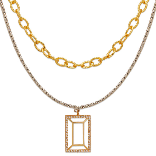 VAZIO LAYERED NECKLACE - DBJ International 22k Gold & White Rhodium Plated