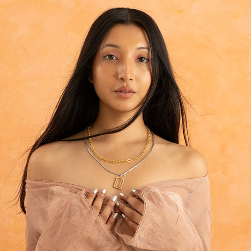 VAZIO LAYERED NECKLACE - DBJ International 22k Gold & White Rhodium Plated