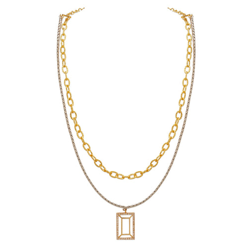 VAZIO LAYERED NECKLACE - DBJ International 22k Gold & White Rhodium Plated