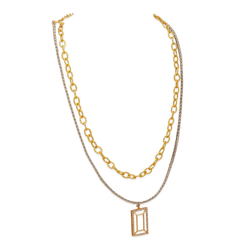 VAZIO LAYERED NECKLACE - DBJ International 22k Gold & White Rhodium Plated