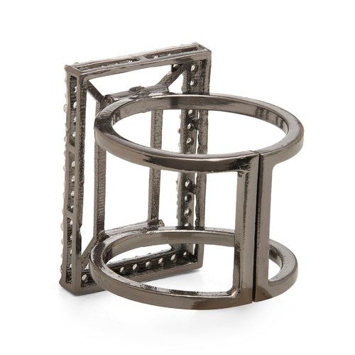 VAZIO RING - DBJ International Gunmetal Grey Rhodium Plated / US 6.5 Adjustable