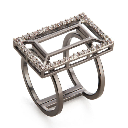 VAZIO RING - DBJ International Gunmetal Grey Rhodium Plated / US 6.5 Adjustable